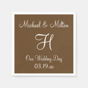 Monogram Otter Brown Classy Monochrome Napkins Pappersservett