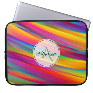Monogram över Abstrakten Regnbåggradient Laptop Sleeve