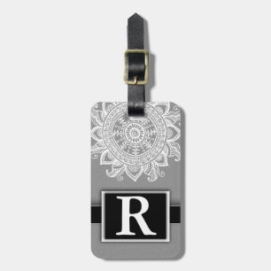 Monogram över den moderna Eleganten Silver Metalli Bagagebricka