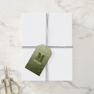 Monogram över det geometriska gröntens ljusgradien presentetikett