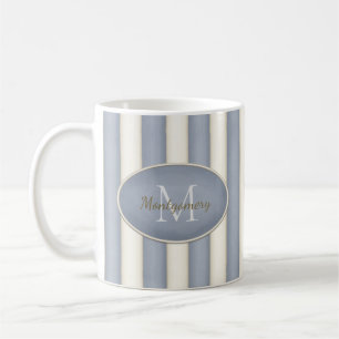 Monogram över grått- och antikvit Rand Kaffemugg