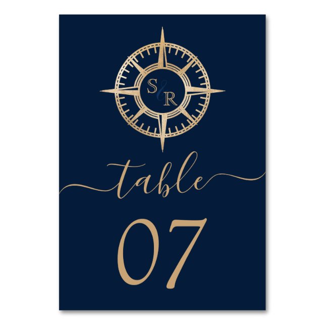 Monogram över målvärldskarta för bröllop-kompass bordsnummer (Framsidan)