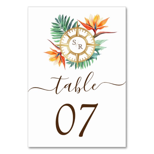 Monogram över målvärldskarta för bröllop-kompass bordsnummer (Framsidan)