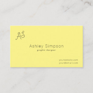 Monogram över minimalistisk modern Lemon Gult Visitkort