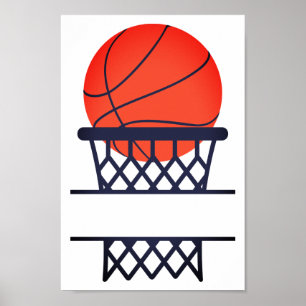 Monogram över personlig-basket och nätuppdelad poster