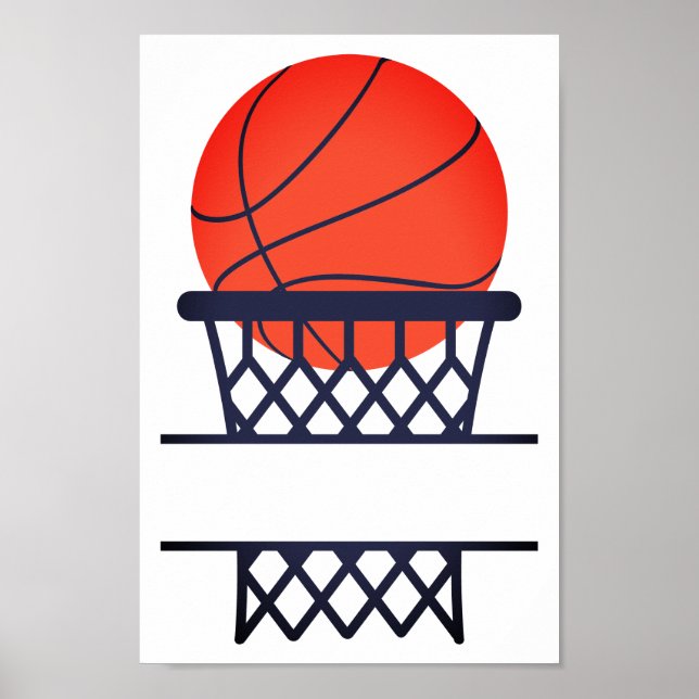 Monogram över personlig-basket och nätuppdelad poster (Framsidan)
