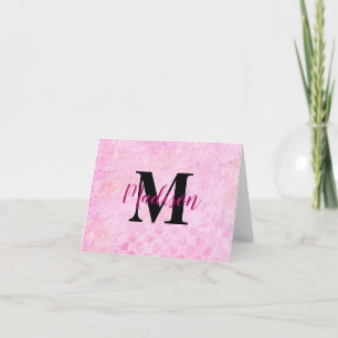 Monogram över Rosa Collage Mönster - bakgrund Tack Kort