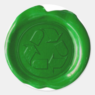 Monogram över säl i vax - Mörk grönt - Återvinna - Runt Klistermärke