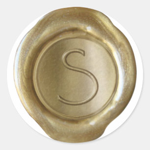 Monogram över sälar i vax - Guld - ModernSlim S - Runt Klistermärke