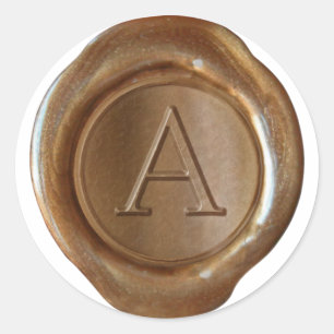 Monogram över sälar i vax - Koppar - Serif A - Runt Klistermärke