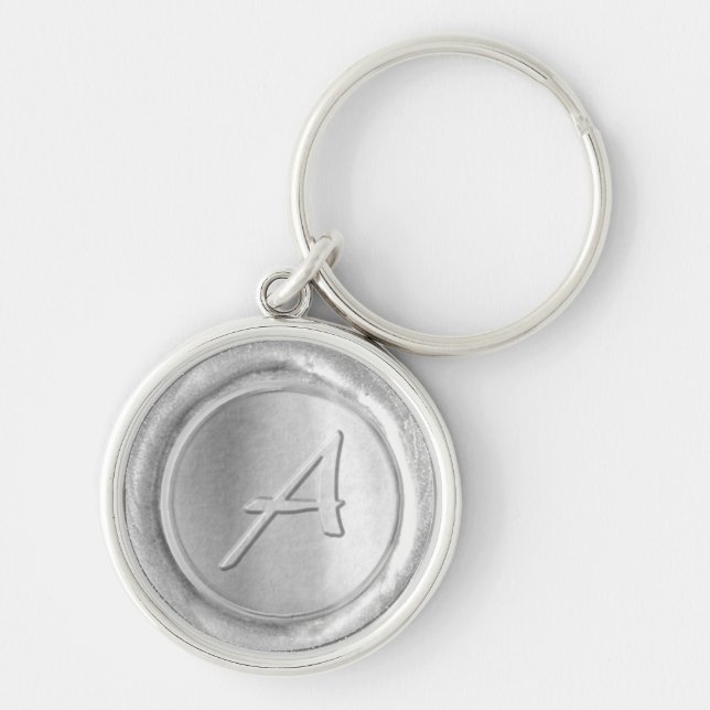 Monogram över sälar i vax - Silver - Konstnärliga  Rund Silverfärgad Nyckelring (Framsidan)