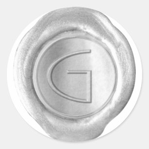 Monogram över sälar i vax - Silver - ModernSlim G Runt Klistermärke