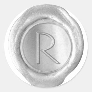 Monogram över sälar i vax - Silver - ModernSlim R Runt Klistermärke