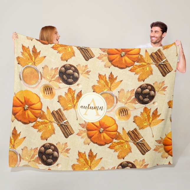 Monogram över scener för storfärgad höst i magiska fleecefilt (På plats)