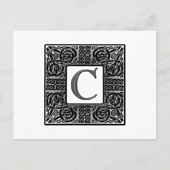 Monogram över silver Celtic ’C’ Vykort (Framsida)