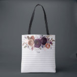 Monogram över stripe-Lila och Burgundy-Blommigt Tygkasse<br><div class="desc">Lägg till ditt monogram i den här snyggtens blommigt i säcken.</div>