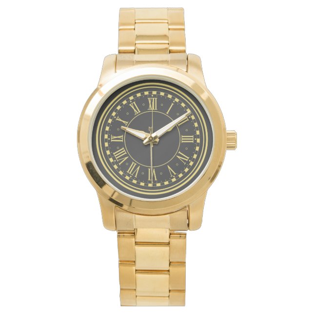 Monogram Oversized Unisex Guld Armbandsur (Framsida)