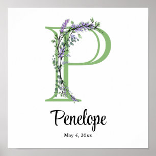 Monogram P Lavendel Eukalyptus barnrum Poster