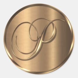 Monogram P NONMETALLIC Bronze Kuvert Seal Runt Klistermärke