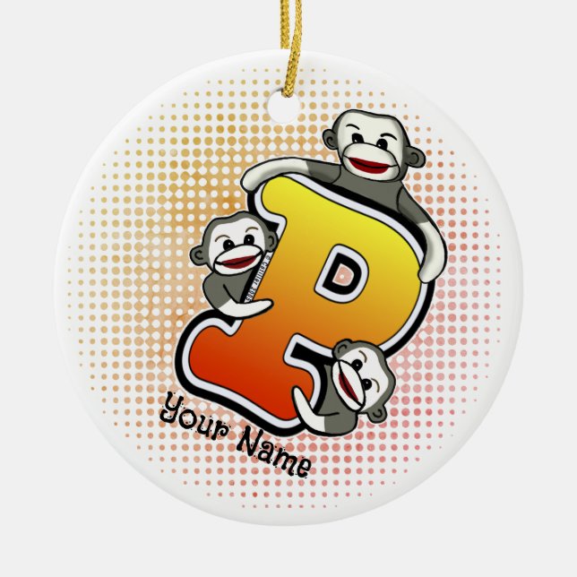 Monogram P Strumpapa  Julgransprydnad Keramik (Framsidan)