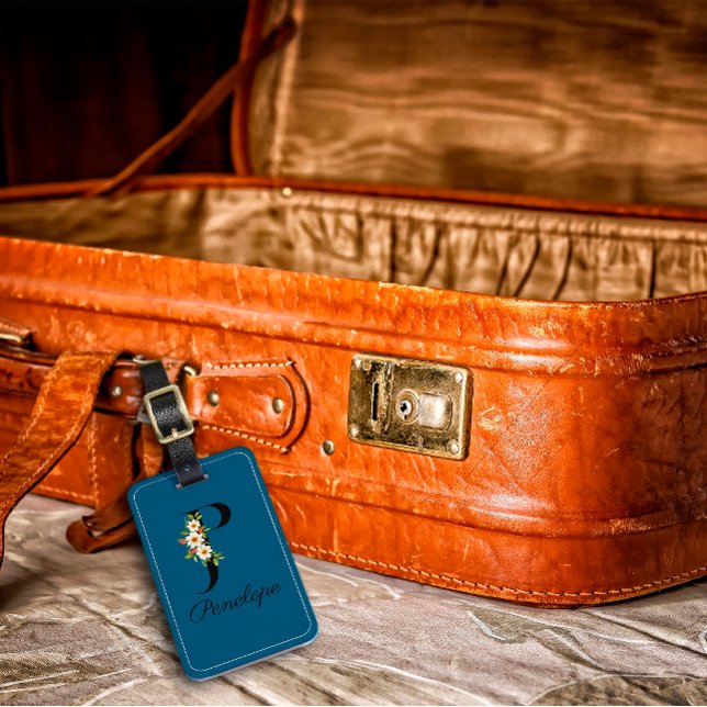 Monogram P-vattenfärgsfärg för kobolt - resagemärk Bagagebricka (Skapare uppladdad)