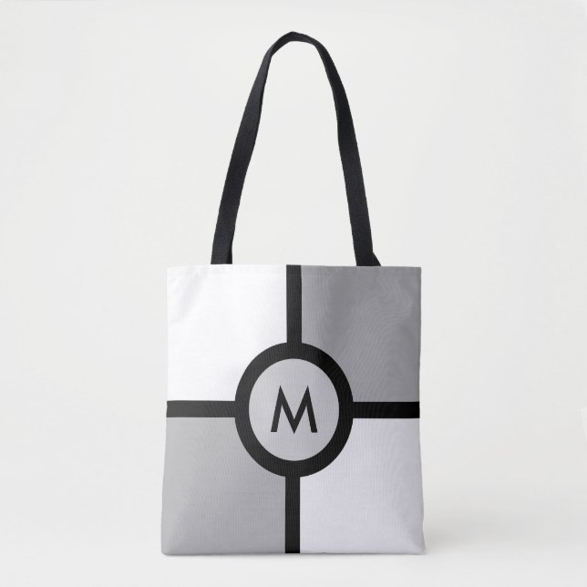 Monogram på Abstrakt Black Grått och White Tygkasse (Framsida)