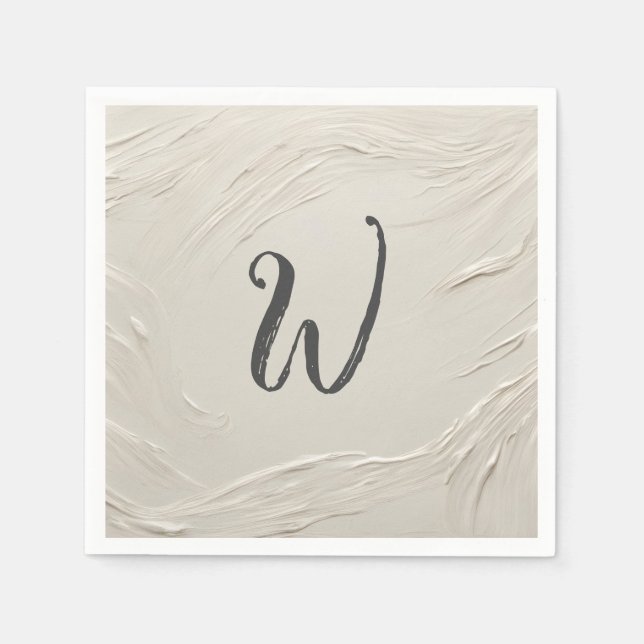 Monogram på abstrakt elfenbenstextur pappersservett (Framsidan)