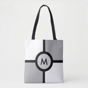 Monogram på abstrakt svart grått och vitt tygkasse