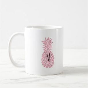 monogram på ananas rosa kaffemugg