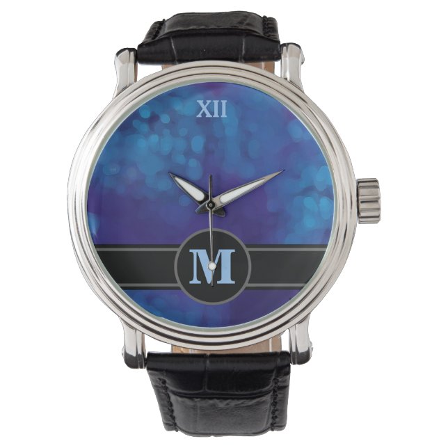 monogram på blå armbandsur (Framsida)