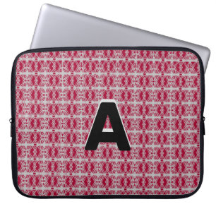 Monogram på burgunderröd och silver geometrisk mön laptop fodral