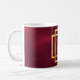 Monogram på burgundy med faux guld art deco ram kaffemugg