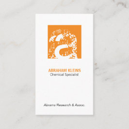 Monogram på färg-kvadratens torg (orange) visitkort