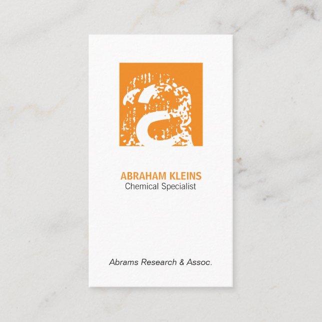 Monogram på färg-kvadratens torg (orange) visitkort (Framsida)