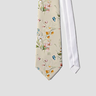 Monogram på Färgrik Stilleben med Blommor Konst Be Slips