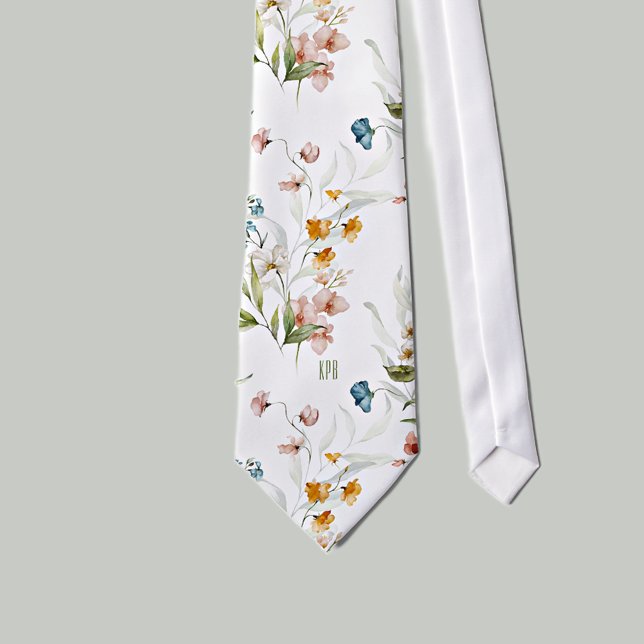 Monogram på färgstark Blommigt, biografkonst Slips (Skapare uppladdad)