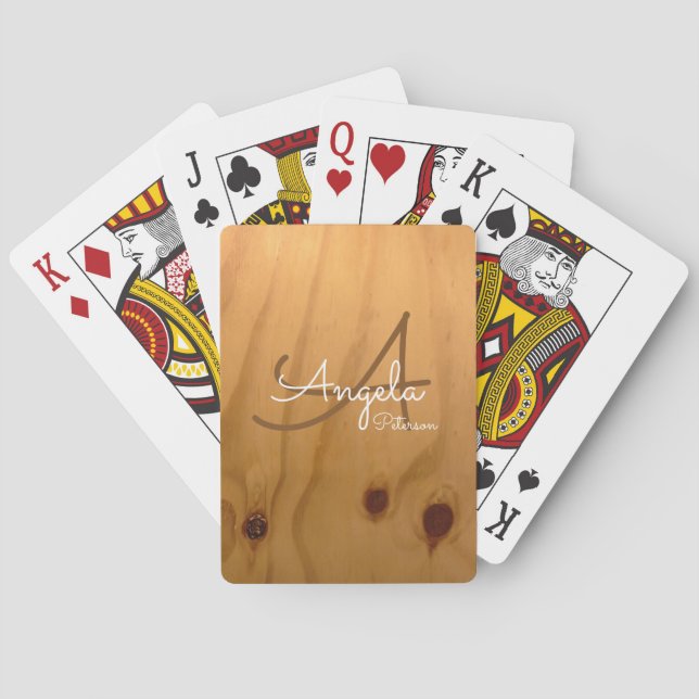 monogram på faux-trä casinokort (Baksidan)