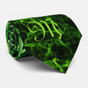 MONOGRAM PÅ GRÖNT MARBLE NECK TID SLIPS