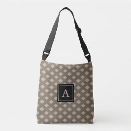 Monogram på ljusbeige diamantgeometriskt mönster axelväska