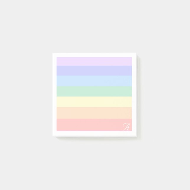 Monogram på Pastel Rainbow & White Ram Post-it Block (Framsida)