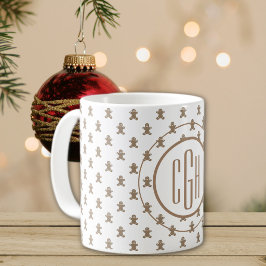 Monogram på pepparkaksgubbe mönster 11oz kaffemugg