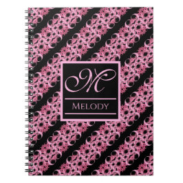 Monogram på rektal Rosa och svart Anteckningsbok