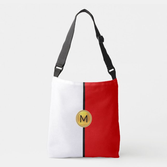 Monogram på röd och vit crossbody väska (Framsida)