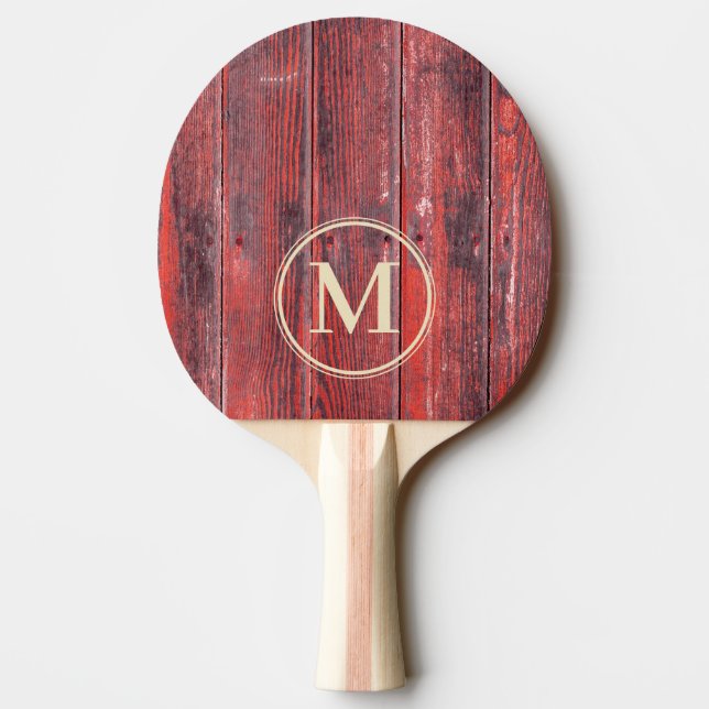Monogram på slitna brädor från lada pingisracket (Baksidan)
