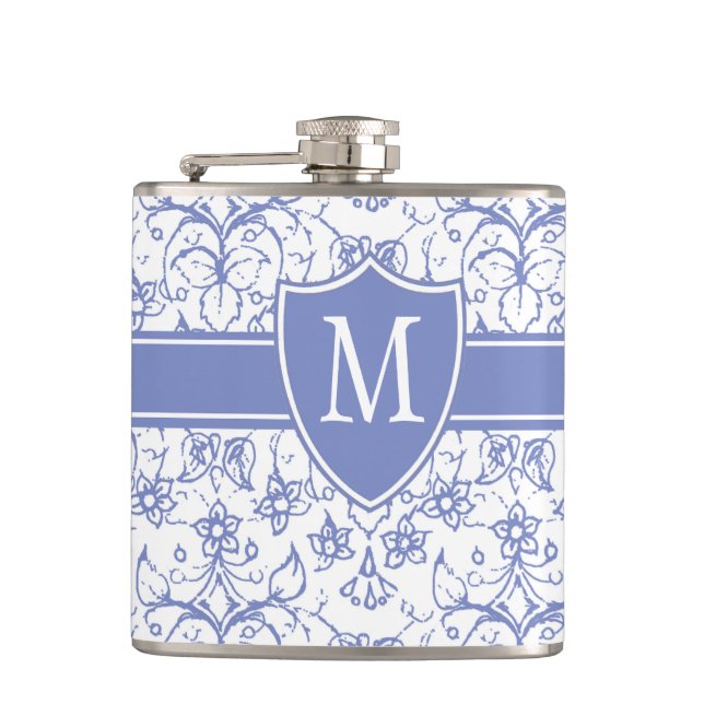 Monogram på Snyggt Blue Periwinkle Mönster Fickplunta (Framsidan)