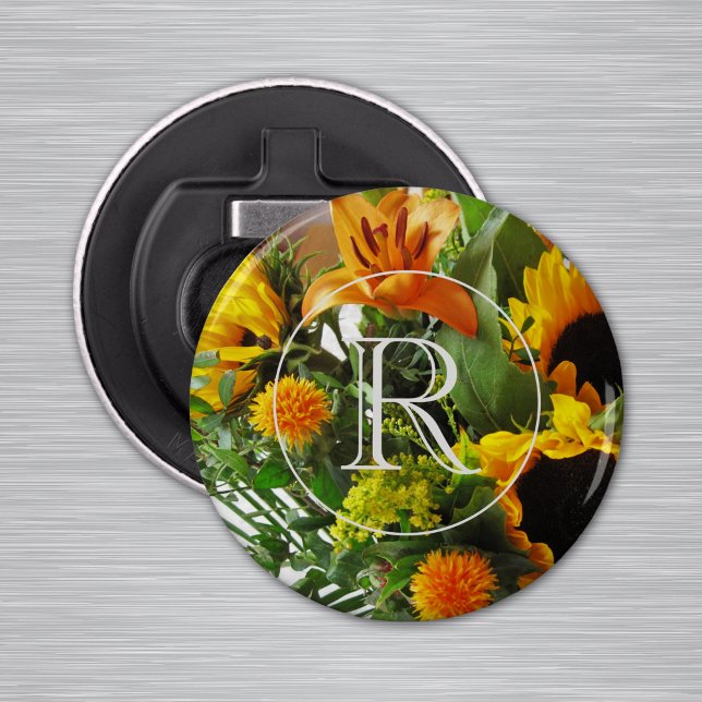 Monogram på solros 2,25-i Magnet Flaska-öppnare Flasköppnare (Skapare uppladdad)