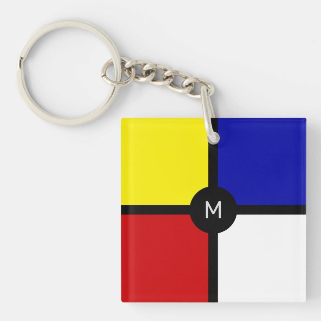 Monogram på stilfull Mondrian-inspirerad konst (Framsidan)