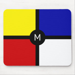 Monogram på stilfull Mondrian-inspirerad konst Musmatta