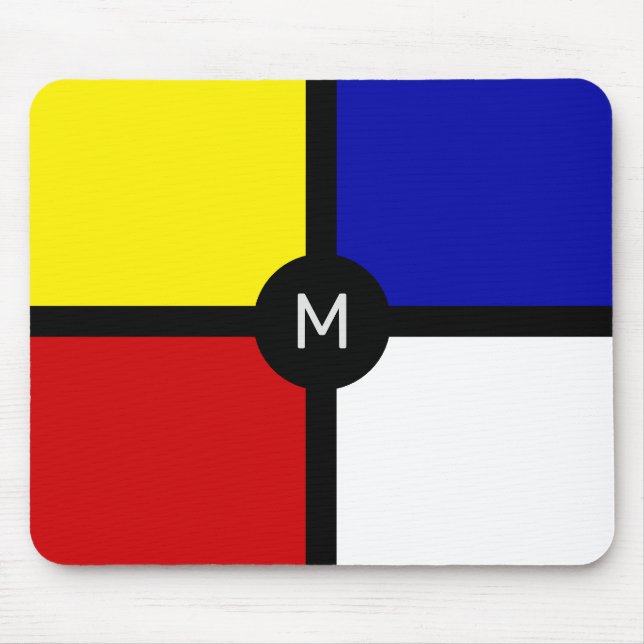 Monogram på stilfull Mondrian-inspirerad konst Musmatta (Framsidan)