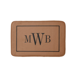 Monogram på strukturerad look Brun Neutral Uppdate Badrumsmatta
